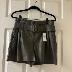 Express Women's High Waist Belted Shorts in Olive